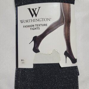 Worthington Fashion Texture Tights Black sparkly M/L NWT